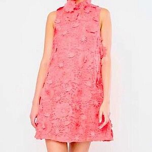 Flora Bea NYC Dress Peach Maximus Dress 3D Floral Embroidery Lace Size S